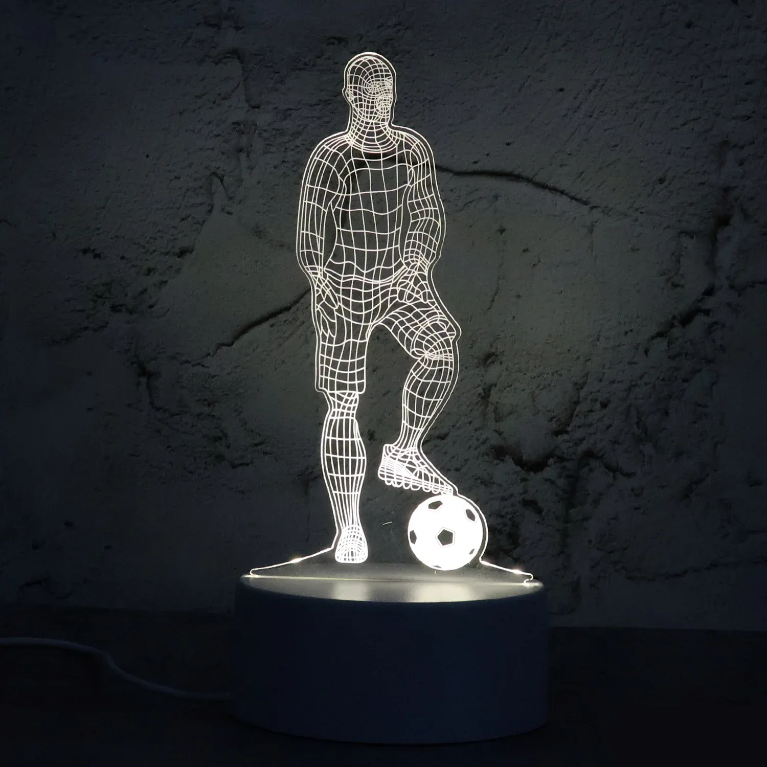 3D Illusion LED Night Lamp with Football Player Design - Detailed Feature View 5