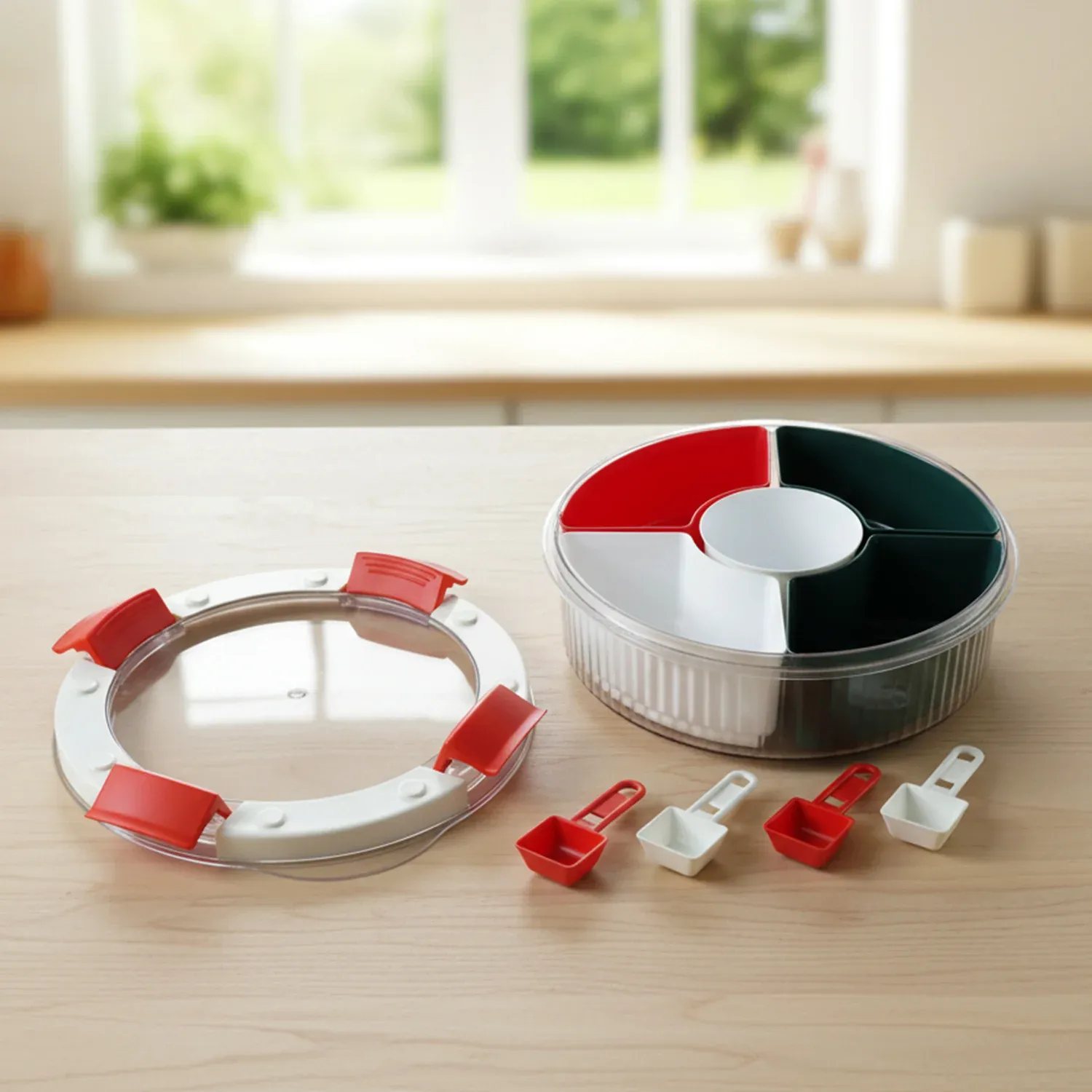 Plastic 5-compartment Spice Storage Box – Easy Kitchen Organization - Detailed Feature View 4