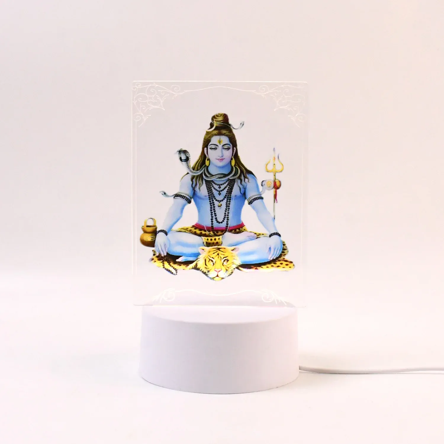 Beautiful 3D Lord Shiva Frame with Soft White Light (1 Pc) - Detailed Feature View 3