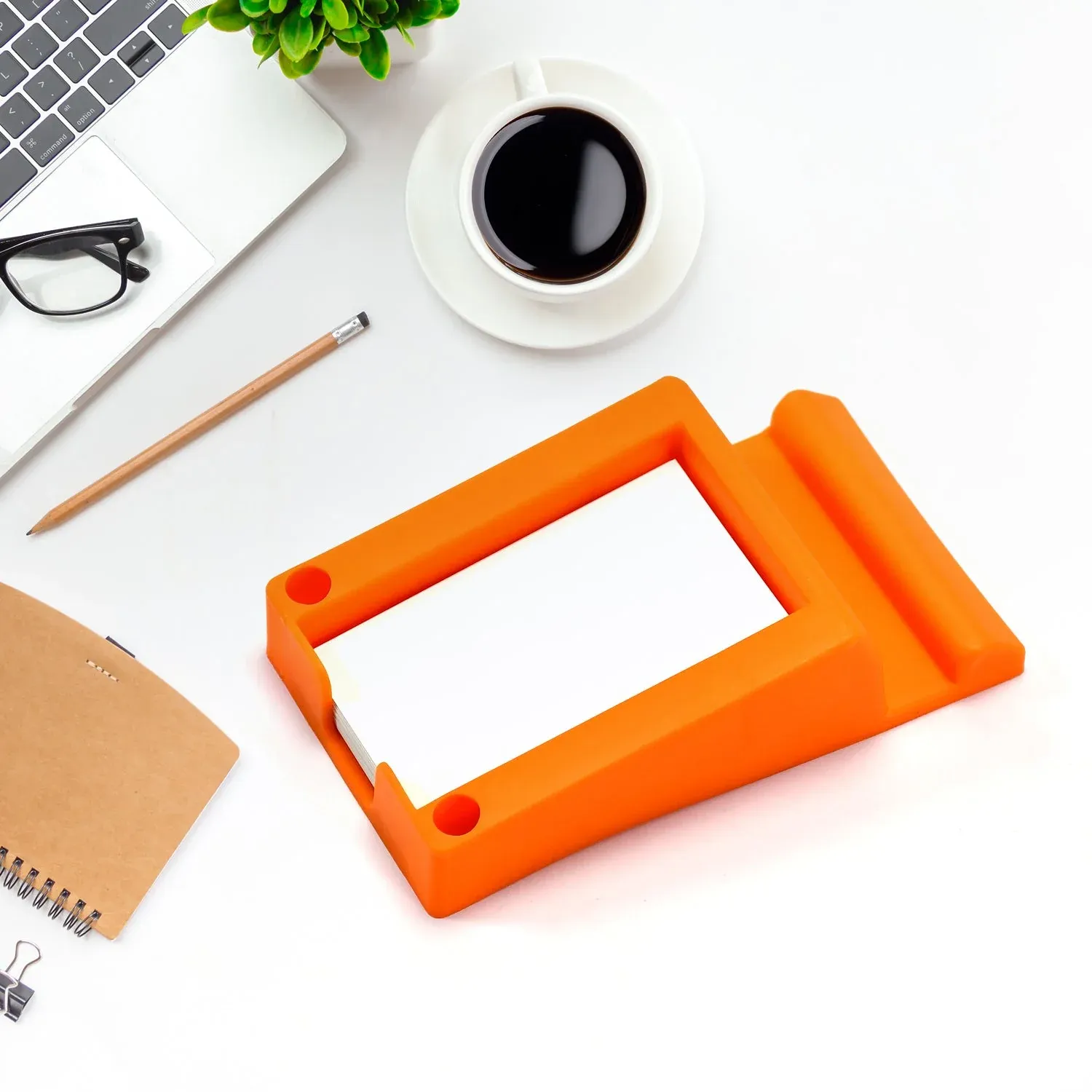 Plastic Business Card & Mobile Holder Stand - Multi-Function Desk Organizer - Detailed Feature View 1