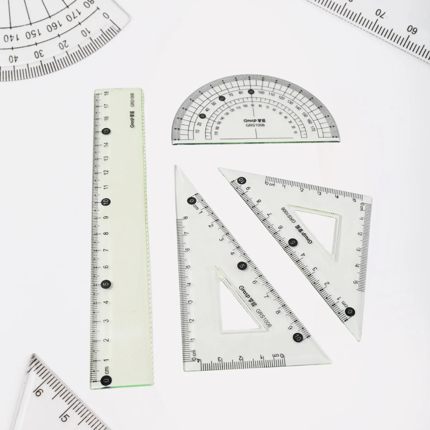 4-Piece Geometry Set, Triangle Ruler Protractor Straight Ruler - Detailed Feature View 3