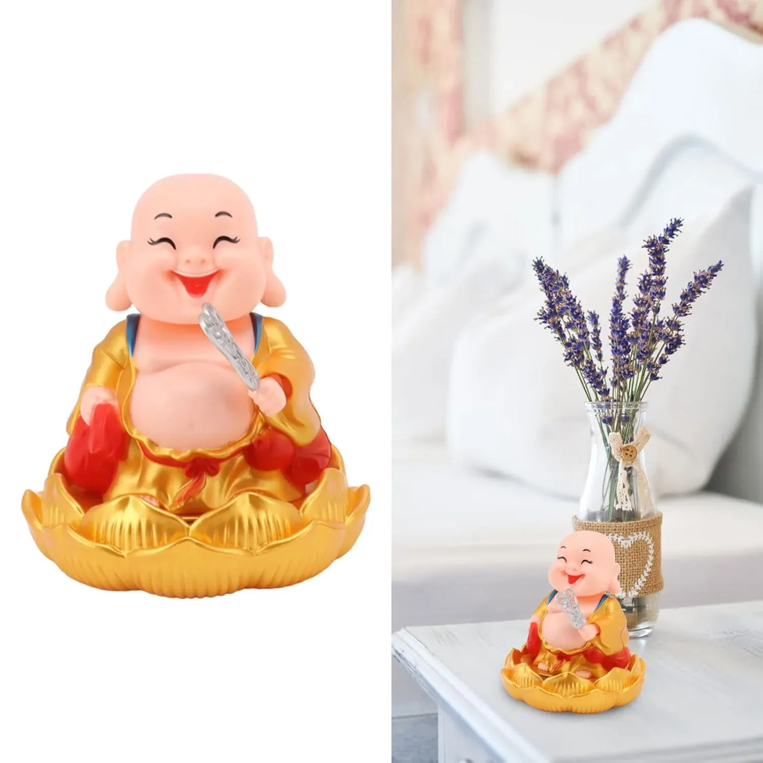 Premium Solar Buddha Car Ornament – Nodding Dashboard Decor | Velvet Wheels - Buy Online at Alikart