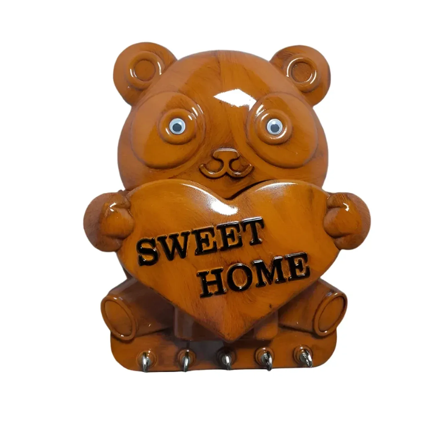 Panda Key Holder – 5-Hook Wall Mount Organiser | GlimmerHome - Detailed Feature View 4