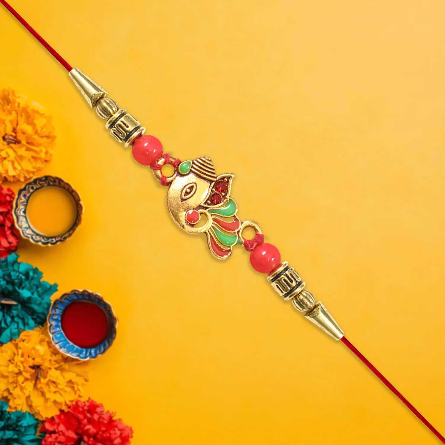 Premium Ganpati Rakhi Blessing for Brother's Success – Traditional & Elegant - Buy Online at Alikart