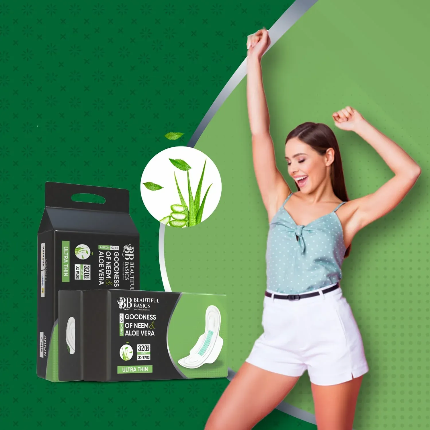 Sanitary Pads with Neem Aloe Vera – Ultra Thin | Beautiful Basics - Detailed Feature View 3