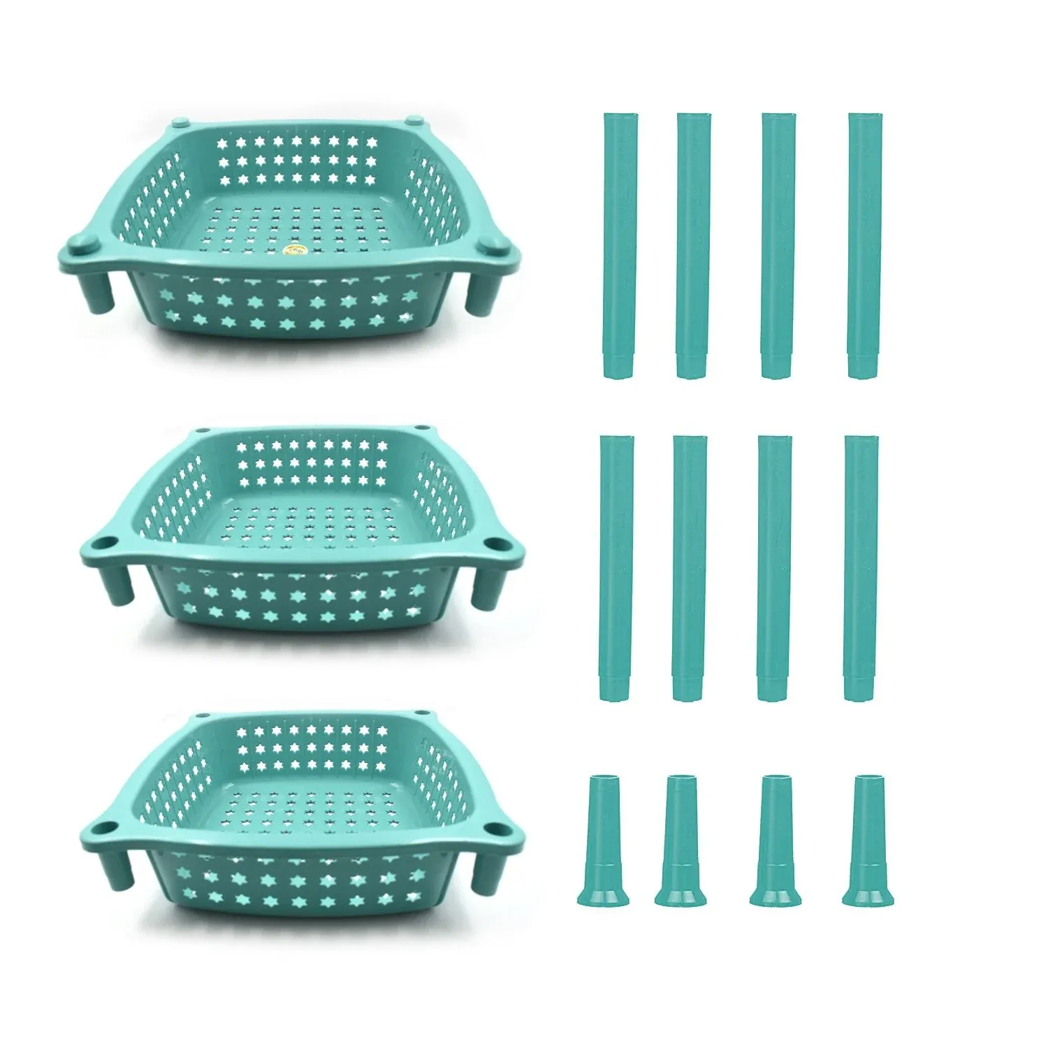 Kitchen Trolley Basket – 3 Layer Square Storage Rack | CookAura - Detailed Feature View 3