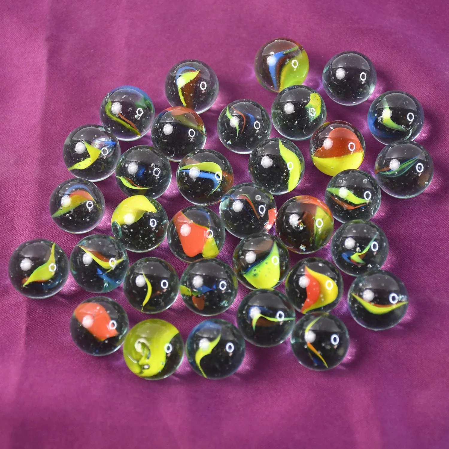 Classic Glass Marbles for Kids – Set of Approx 35 Vibrant Kanchas - Detailed Feature View 6