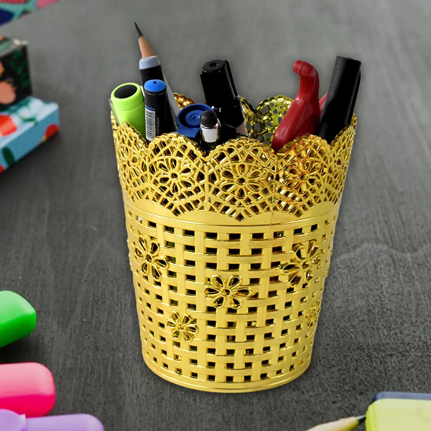 Pen holder Office Desk Metal Mesh Pen Stand (1 Pc) - Detailed Feature View 2