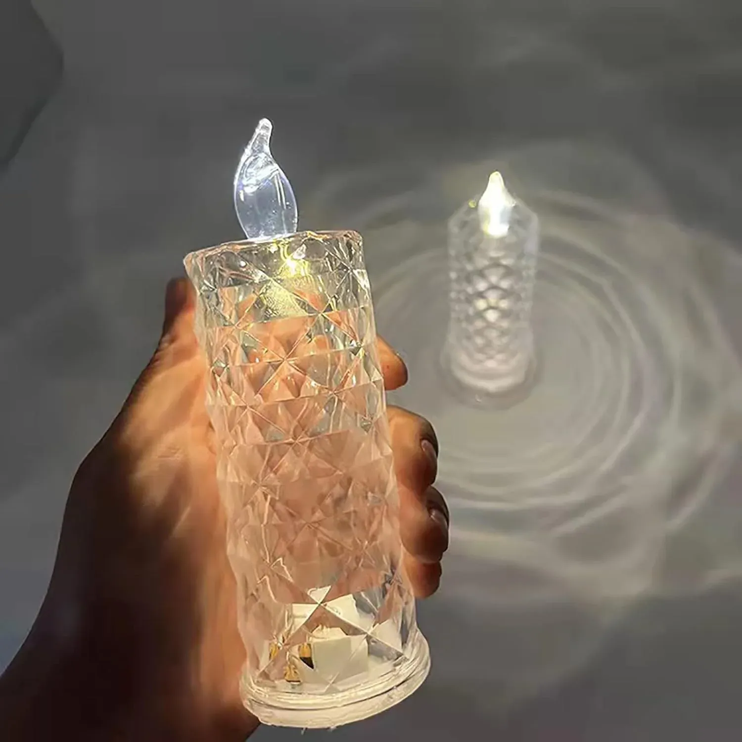Rose Candles LED Flameless and Smokeless Decorative Acrylic Transparent Candles Led Tea Light Candle Perfect for Gifting, Home, Diwali, Christmas, Crystal Candle Lights, Diwali (1 Pc) (MOQ :- 12 pc ) - Detailed Feature View 10