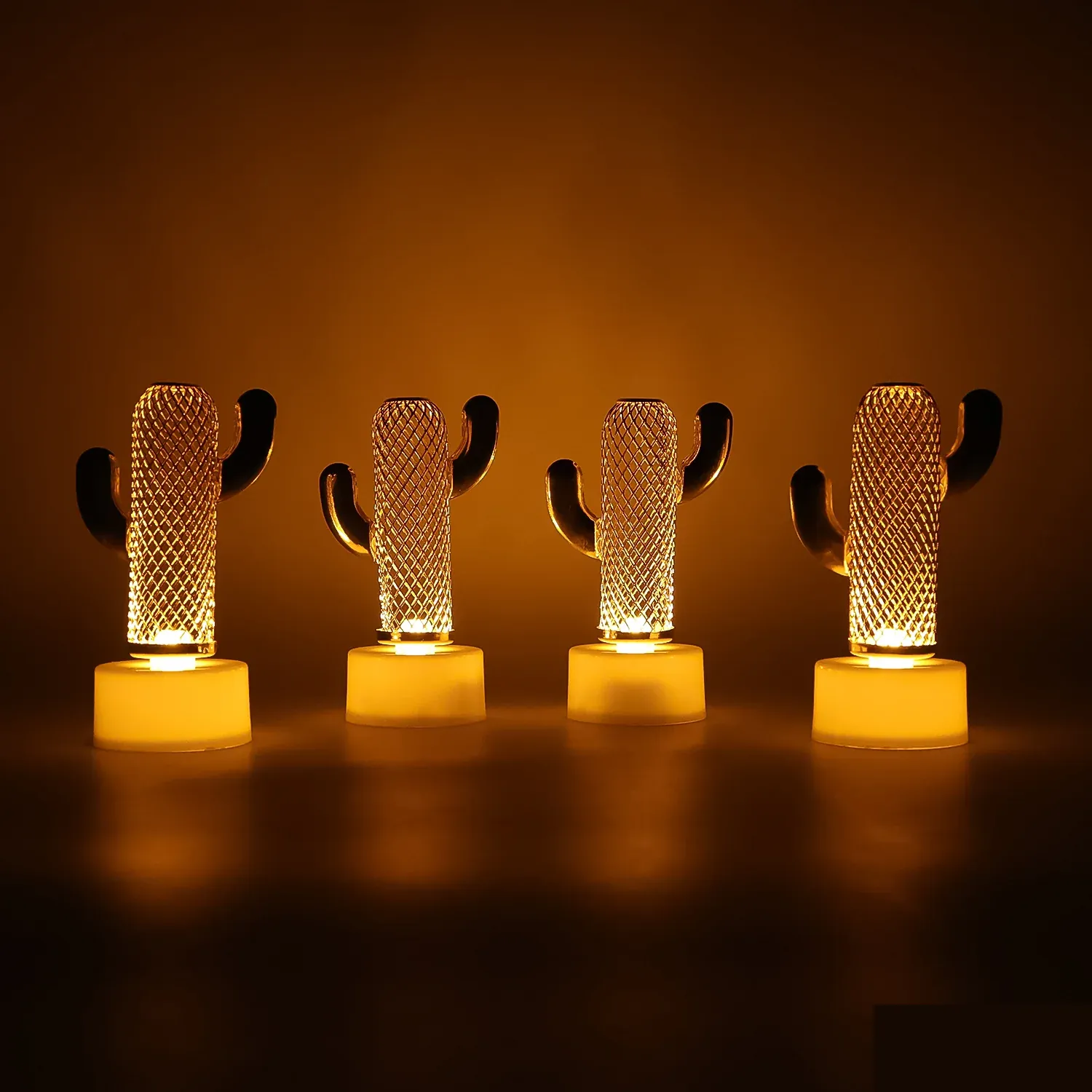 Cactus Shaped Flameless LED Candles – Safe Decorative Flickering Glow - Detailed Feature View 5