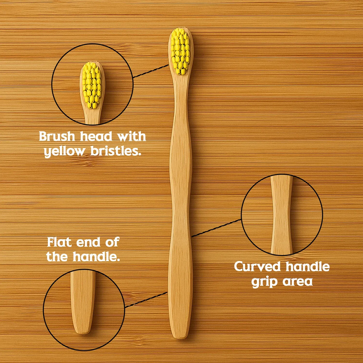 Bamboo Toothbrush – Eco-Friendly Medium Bristles for Gentle Cleaning - Detailed Feature View 2