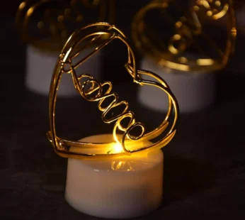 Set of 12 Multicolor Flameless Heart Candles for Decoration, Diwali
