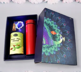 Personalized Temperature Water Bottle – Decorative Light & Kesar Pista Almond Chocolate Set