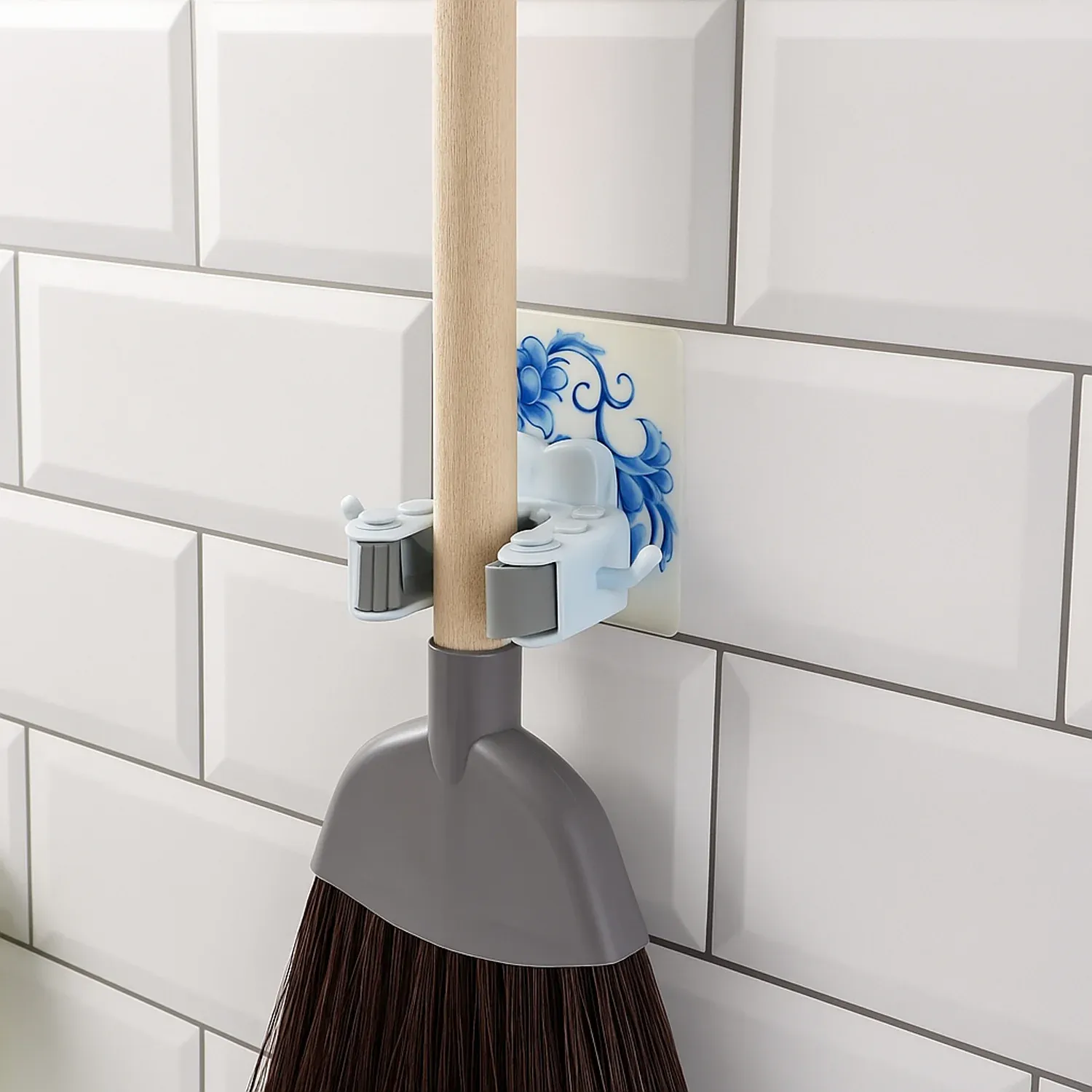 Mop & Broom Holder Clip – Strong Adhesive & Side Hook - Detailed Feature View 5