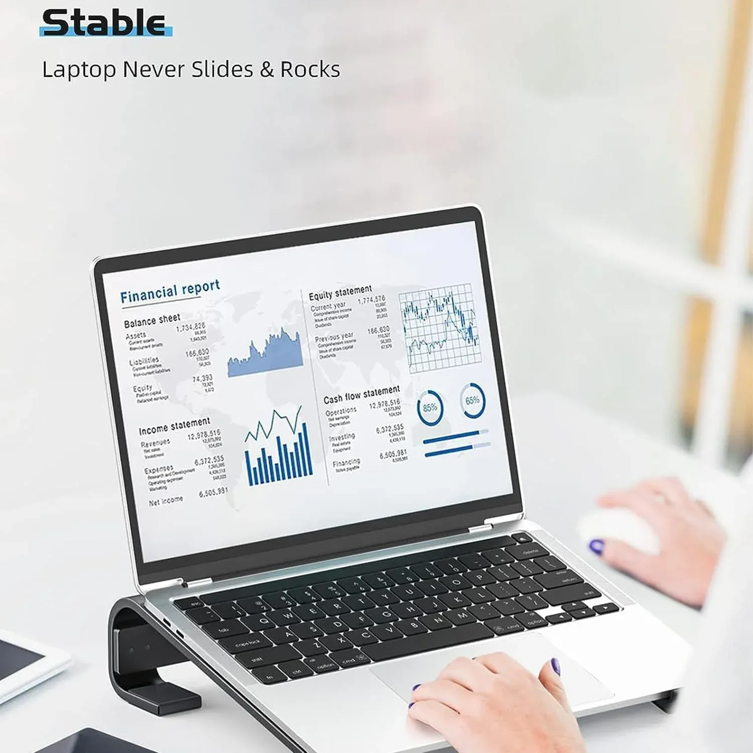 Fixed Metal Laptop Stand – Sturdy Ergonomic Desk Riser for Work - Detailed Feature View 2