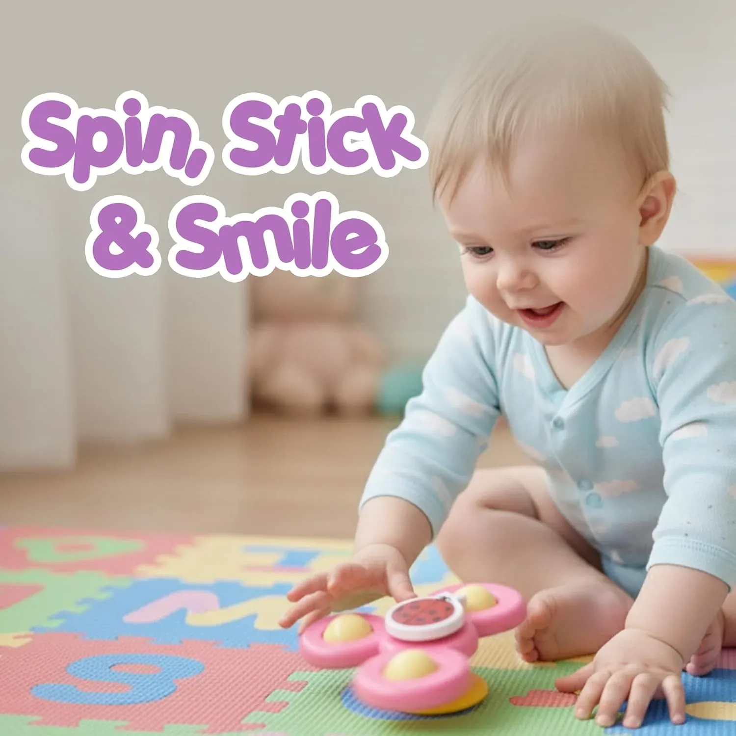 Colour Baby Spinner Toy Set – 3 Pc Sensory Spin Toys with Suction Cup - Detailed Feature View 7