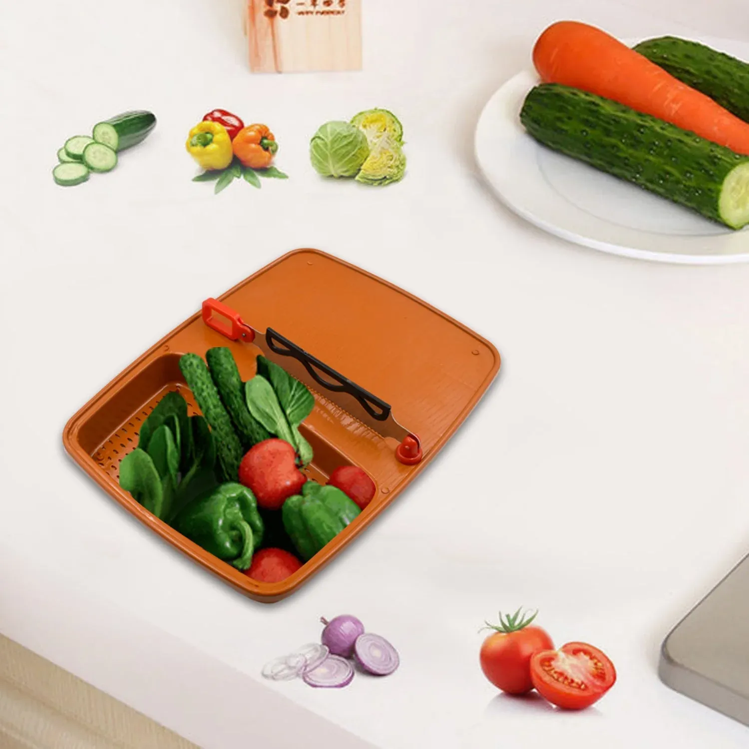 Premium Cut & Wash Box & Tray – Versatile Kitchen Tool for Fruits & Vegetables - Buy Online at Alikart