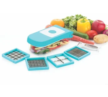 Ganesh 7-in-1 Blue Plastic Vegetable Dicer with Stainless Steel Blades