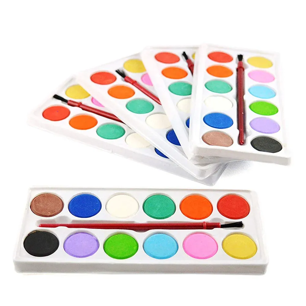 Painting Water Color Kit - 12 Shades and Paint Brush (13 Pcs) - Detailed Feature View 5
