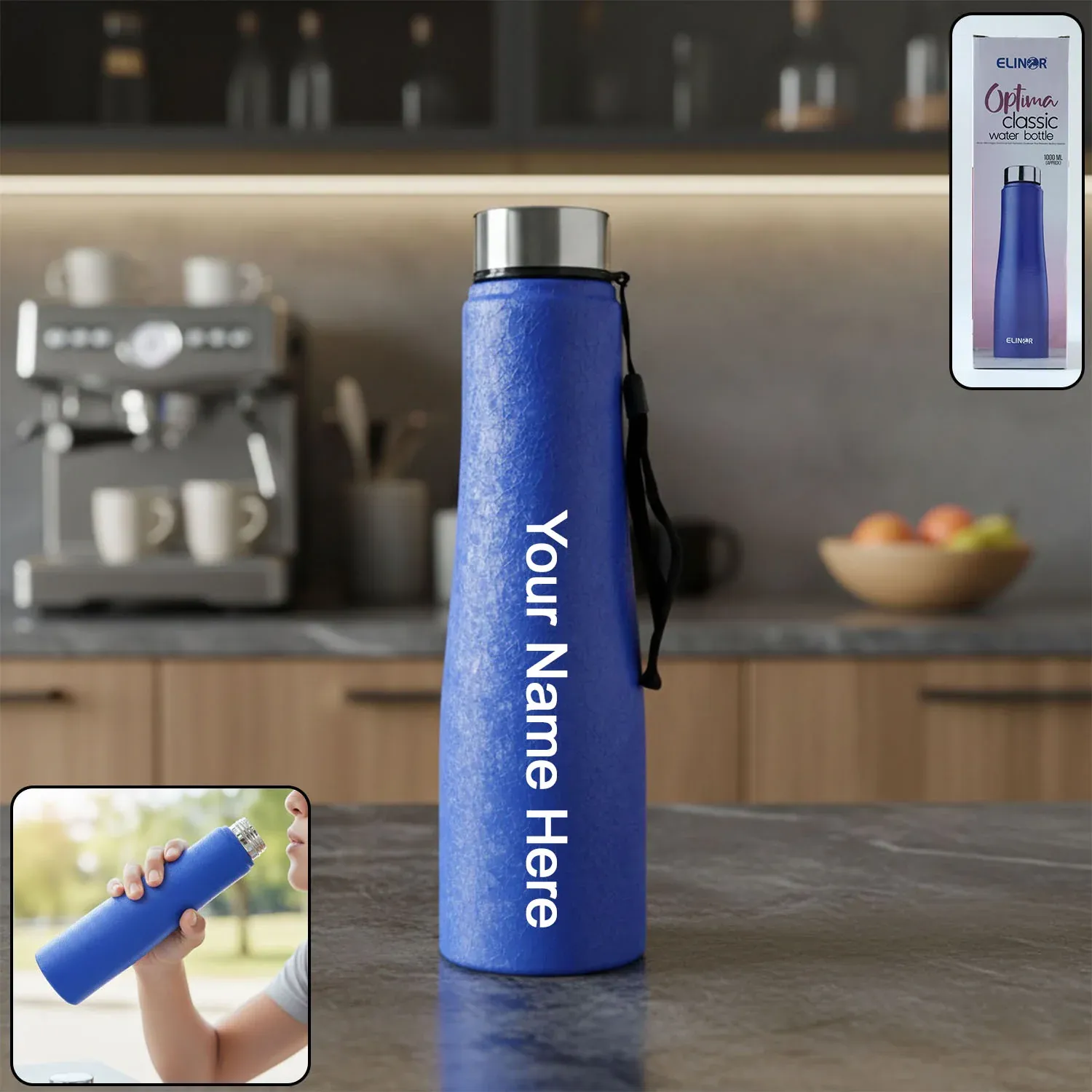 Premium Stainless Steel Water Bottle – Leakproof with Carry Strap 1000 ML - Buy Online at Alikart
