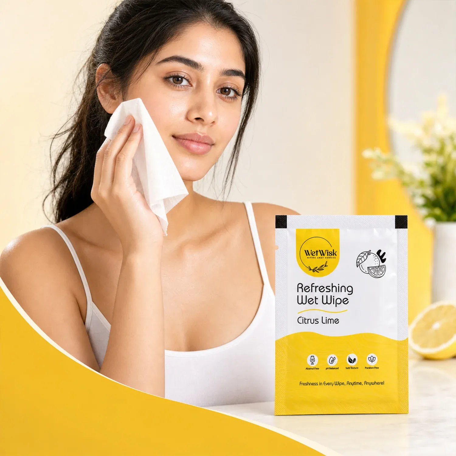 Citrus Lime Refreshing Wet Wipe for Face, Hands & Body (1 Pc) - Detailed Feature View 7