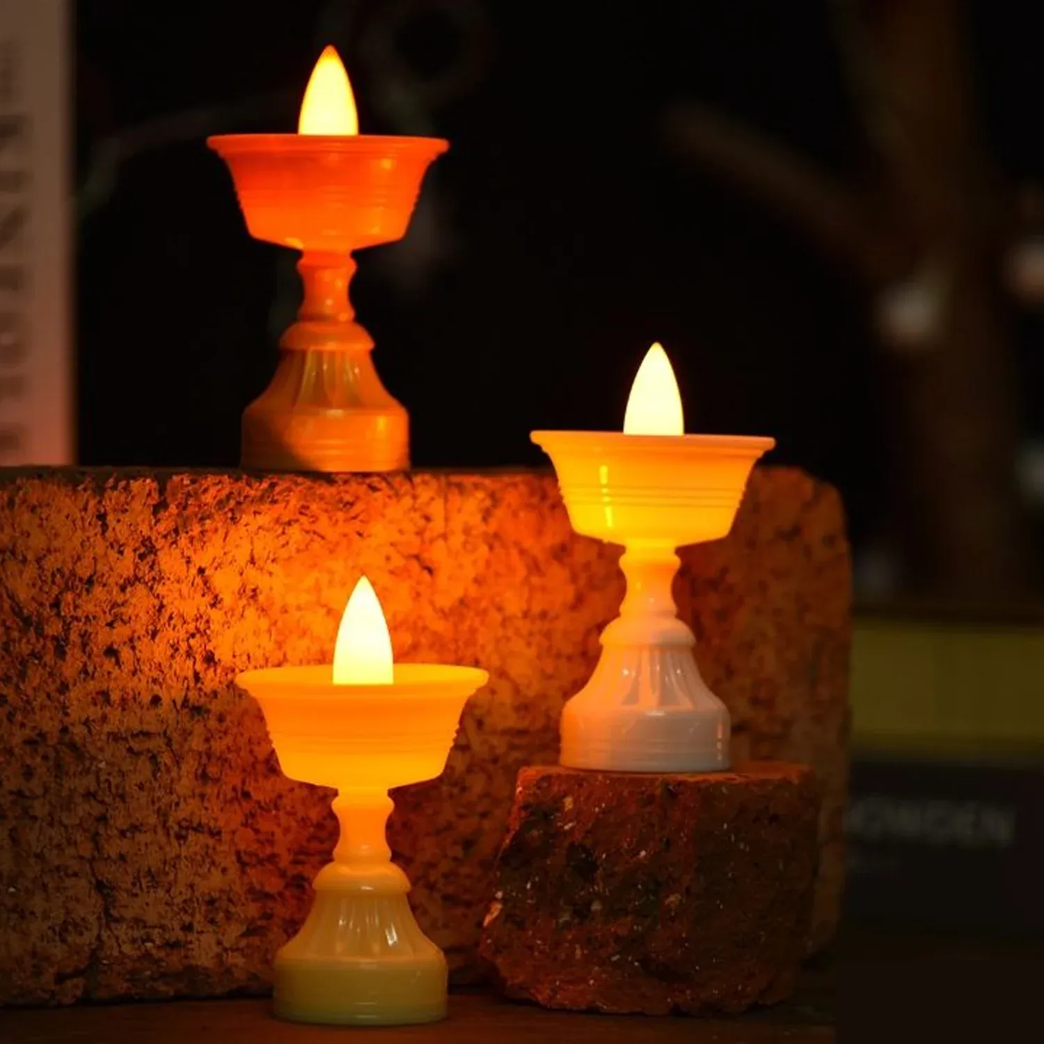 Water Sensor LED Diyas Set – Flameless White Decorative Lights - Detailed Feature View 5