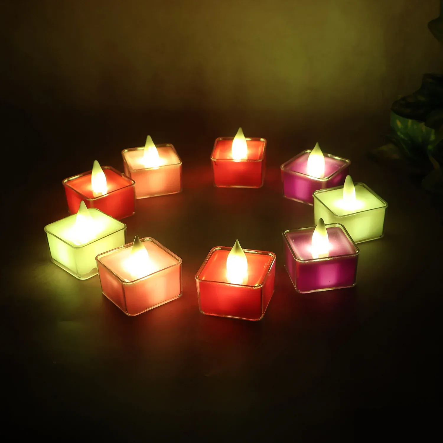 LED Flameless Tealight Candles – Vibrant Multicolor Set (9 Pc) - Detailed Feature View 5