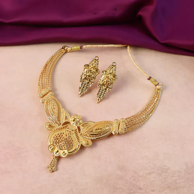 Meshwork Choker Necklace Set – Handcrafted Design for Festive & Bridal Looks - Detailed Feature View 3