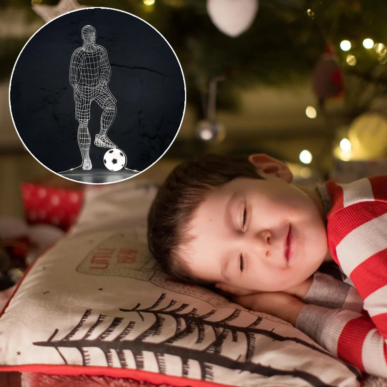 3D Illusion LED Night Lamp with Football Player Design - Detailed Feature View 2