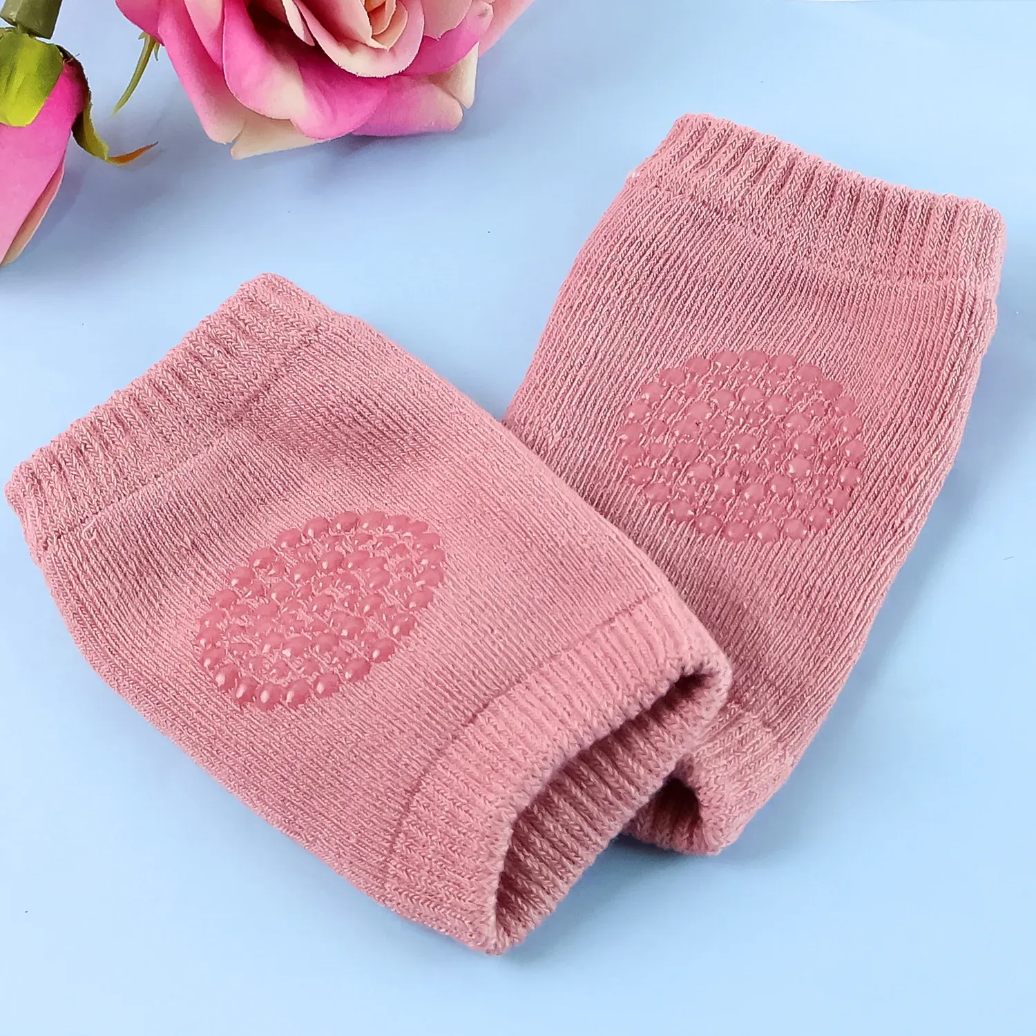 Toddler Knee Protectors – Pink Wool Knit Leg Warmers - Detailed Feature View 3