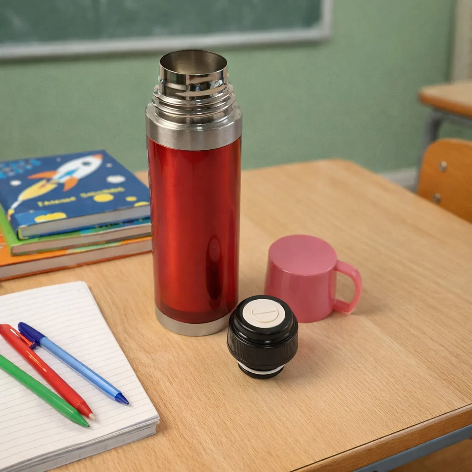 Insulated Travel Mug – Handle Lid & Stainless Steel Base 500ml - Detailed Feature View 5