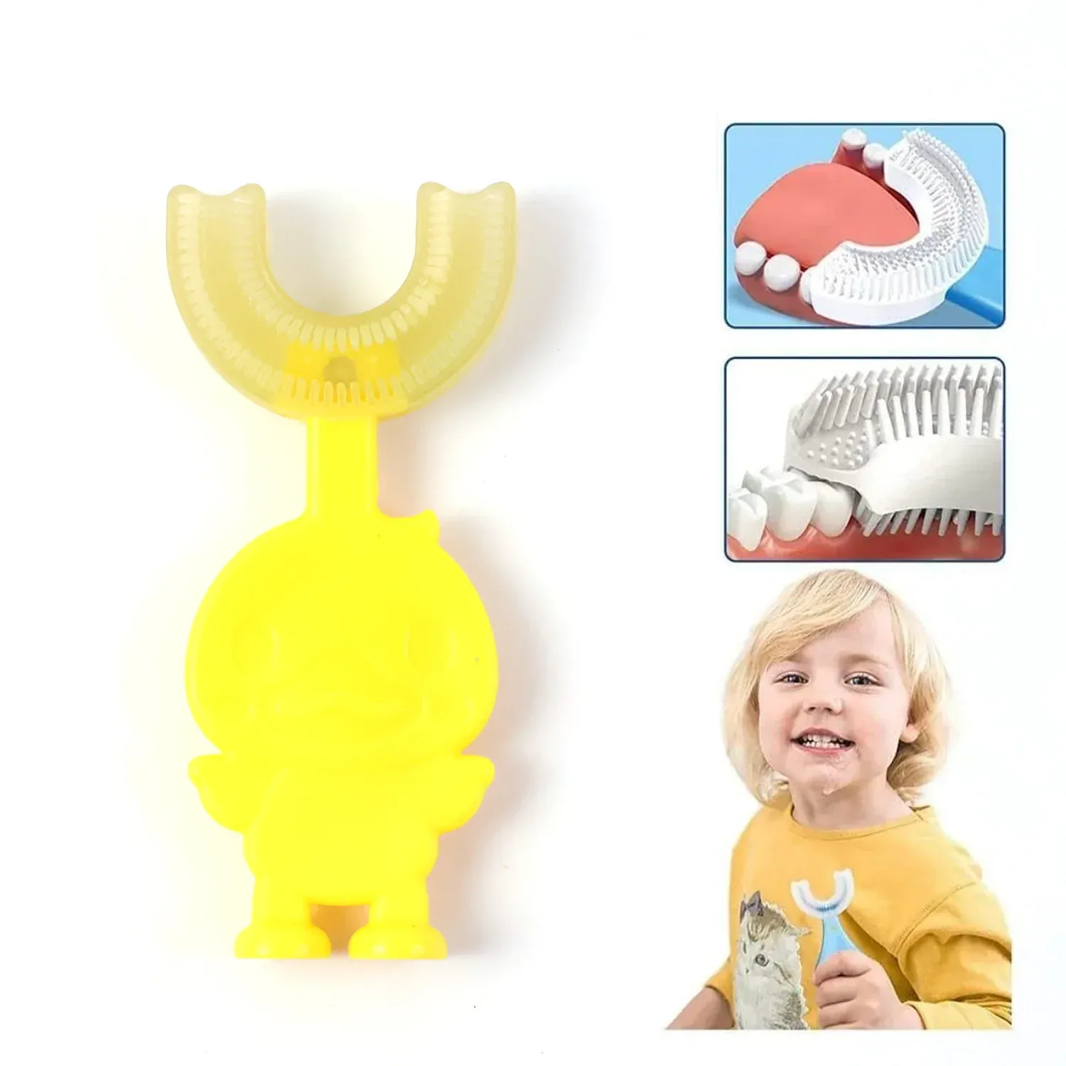 Cute Cartoon Duck U-Shape Baby Toothbrush - Soft Silicone 360° Brush - Detailed Feature View 5
