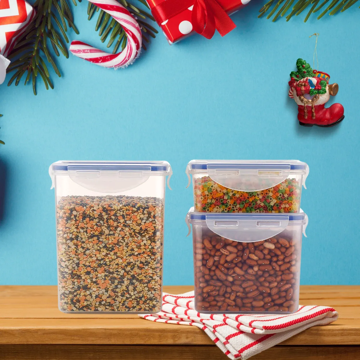 Set of 3 Airtight Rectangular Food Storage Containers with Lids - Detailed Feature View 6