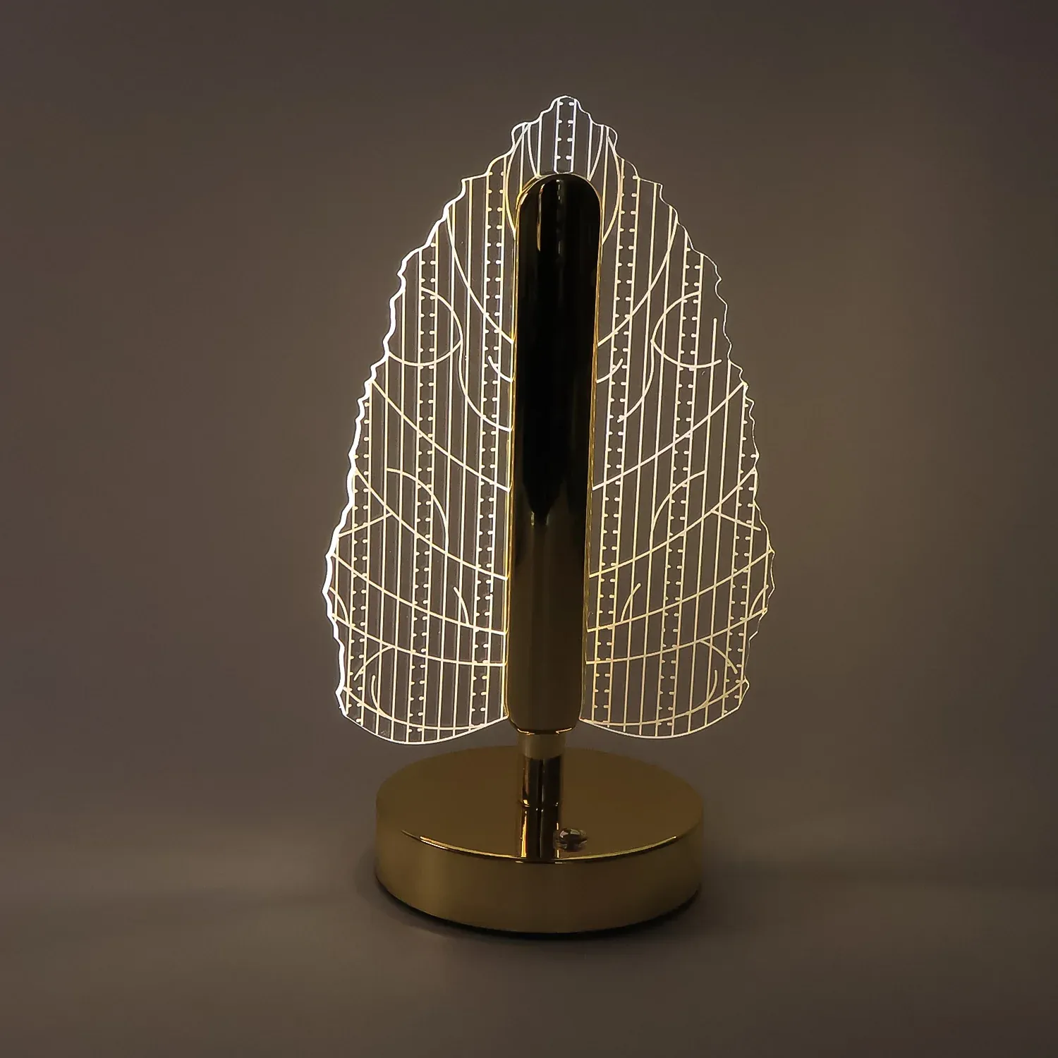 Elegant Plastic LED Table Lamp with Leaf Design Shade (1 Pc) - Detailed Feature View 3