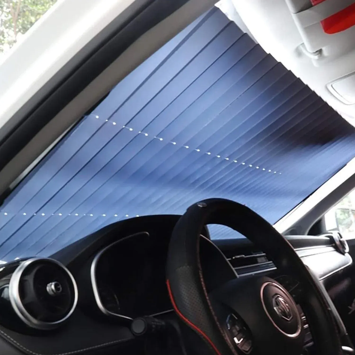 Retractable Long Foldable Windshield Sun Shade for Car (1 Set) - Detailed Feature View 2