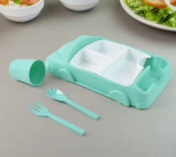 Kids Car Lunch Box Set – 4 Pcs Dinnerware & Suction Plate | Lunchie Bunchie