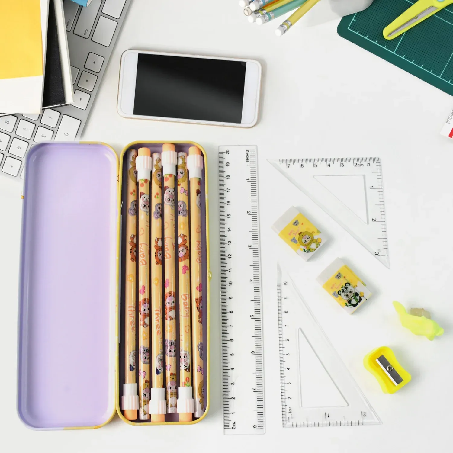 Geometry Box Set – Complete Stationery Kit with Metal Pencil Box - Detailed Feature View 5