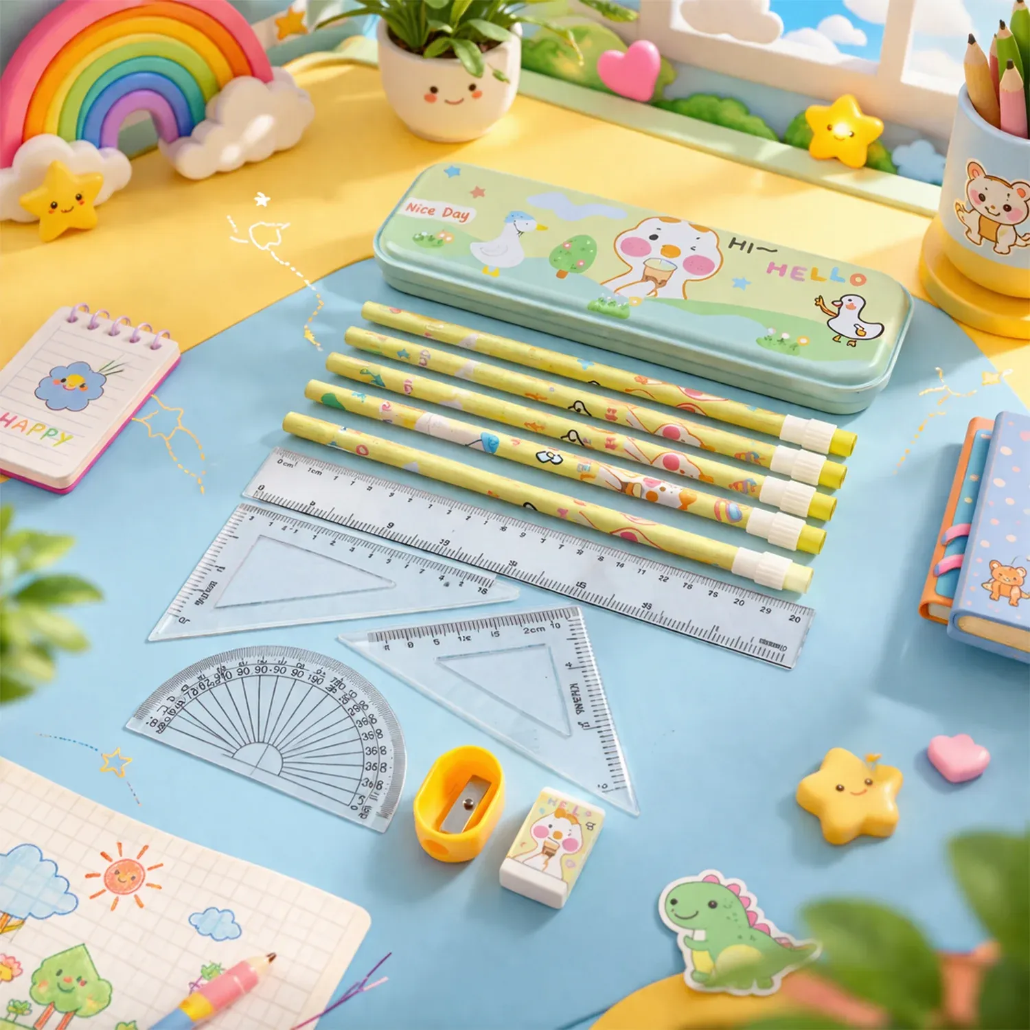 Premium Cartoon Geometry Box Set – Fun & Organised School Supplies - Buy Online at Alikart