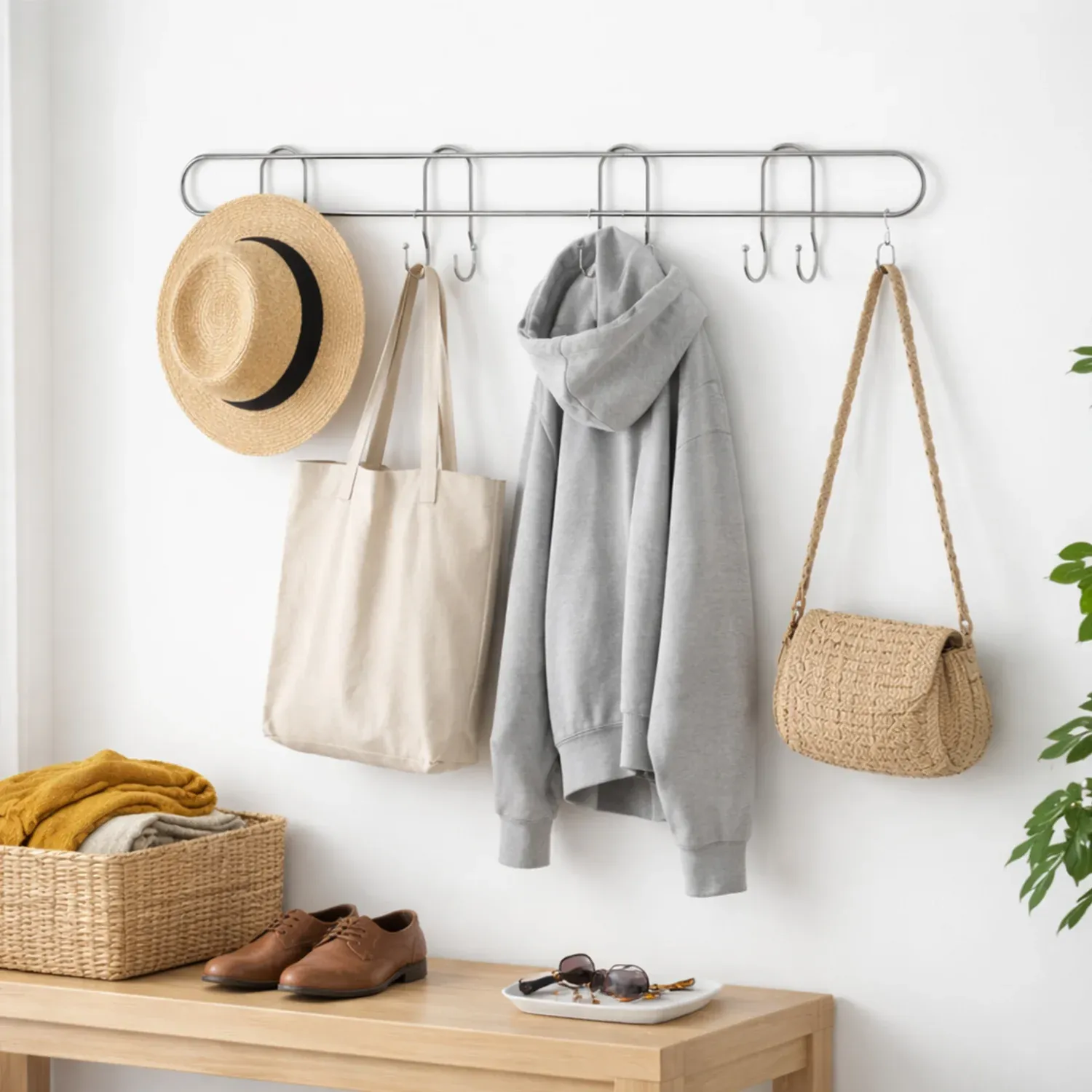 Heavy Duty Wall Mounted Hook Rack – Durable Stainless Steel Organizer - Detailed Feature View 4