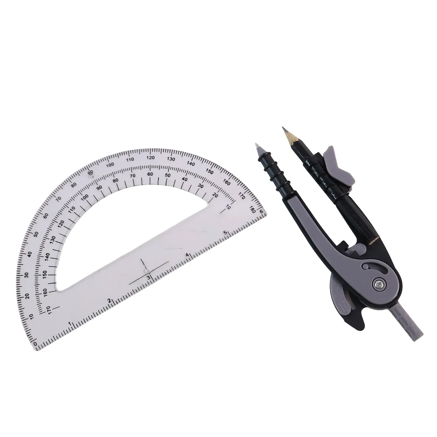 2-Piece Geometry Protractor Set with Lock and Transparent Protractor - Detailed Feature View 4