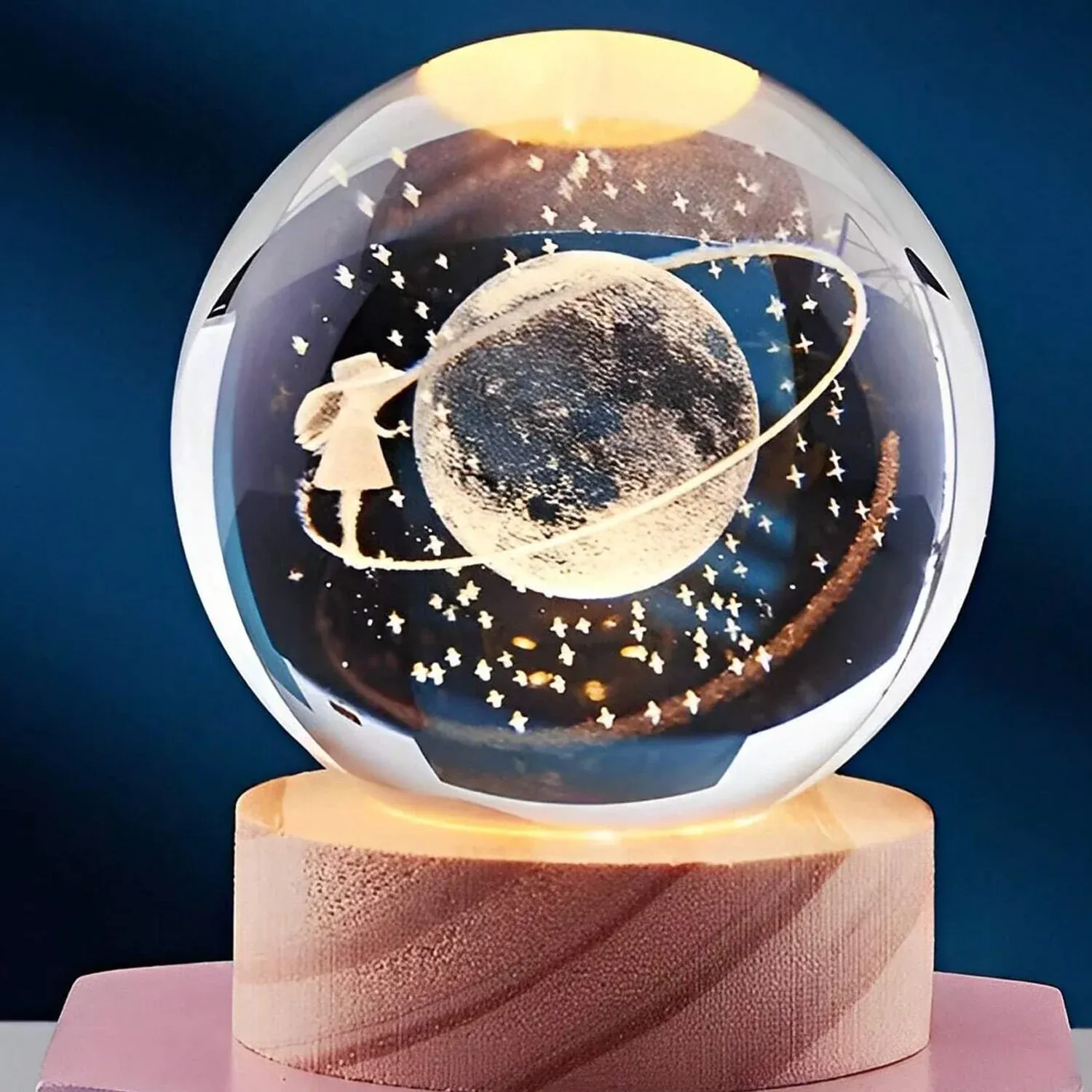 Astronaut Ball Night Light with Resin Base Decorative for Living Room Decor (1 Pc) - Detailed Feature View 2
