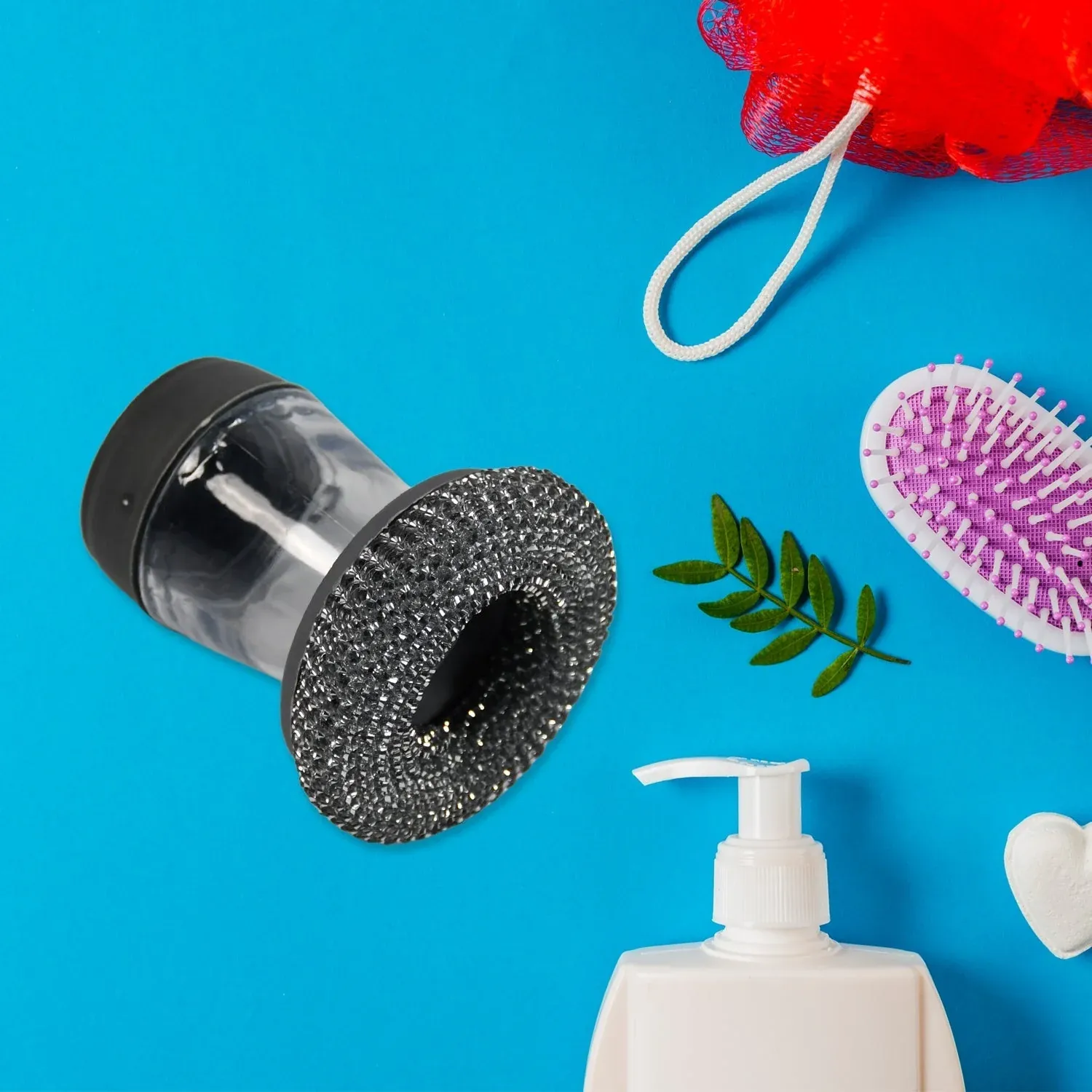 Soap Dispensing Dish Brush (1 Pc): Palm Brush, Kitchen Cleaning - Detailed Feature View 2