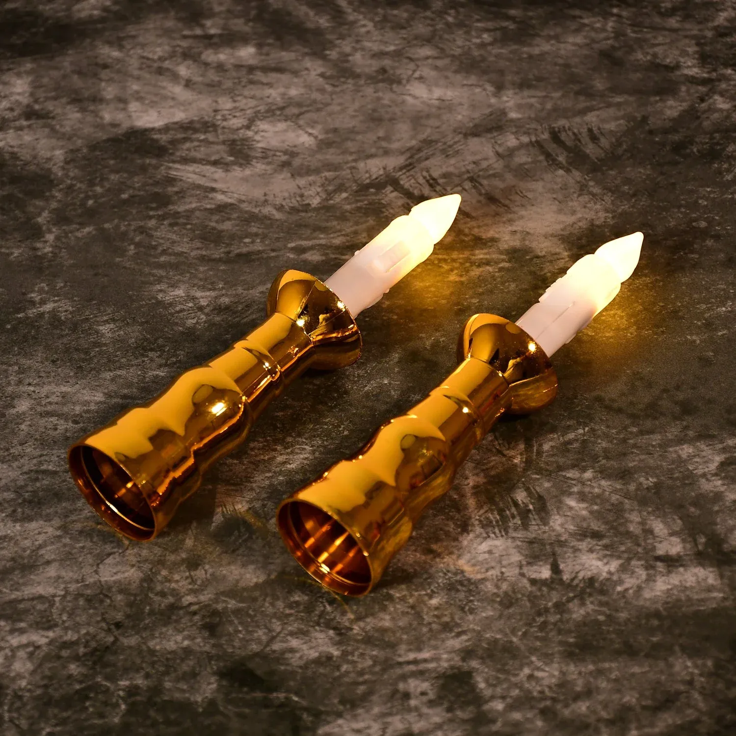 Premium 2pcs Flameless LED Candle Lights with Gold Base & Suction Cups - Buy Online at Alikart