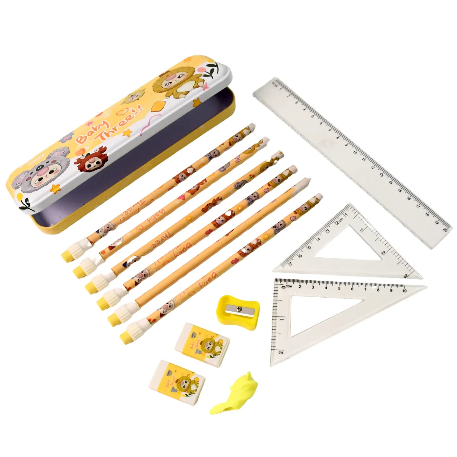 Kids Stationery Kit – 14-Piece Cartoon School Supplies Set - Detailed Feature View 4