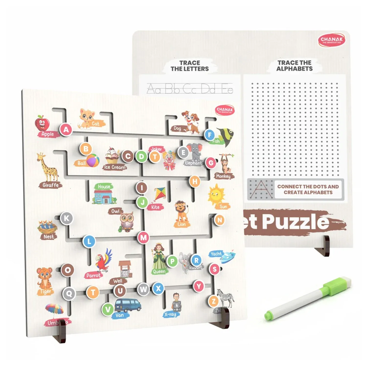 Alphabet Puzzle Board for Kids with Animal Illustrations - Detailed Feature View 4