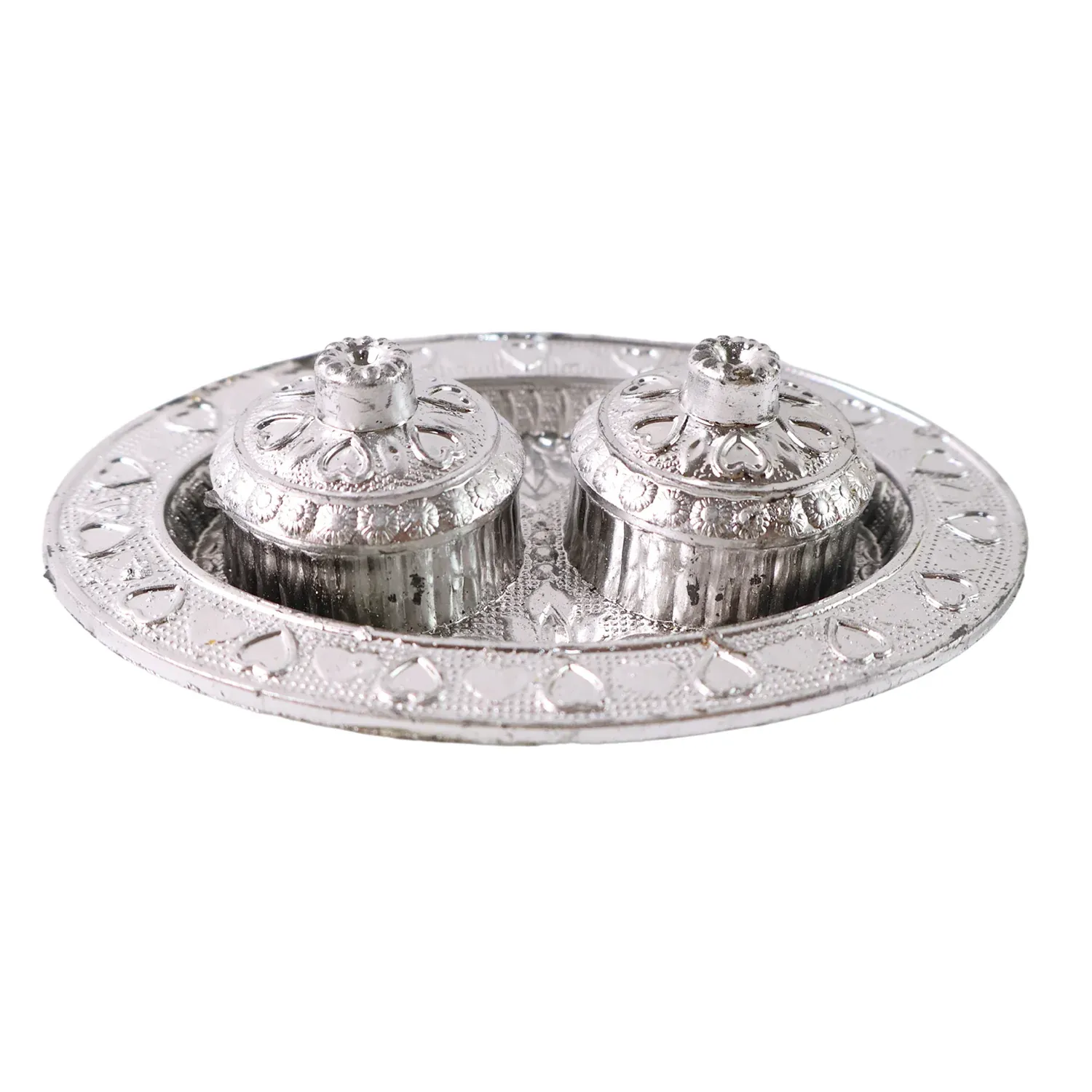 Oval Shape Special Puja Thali with Kumkum Holders - 1 Pc Mix Design - Detailed Feature View 4