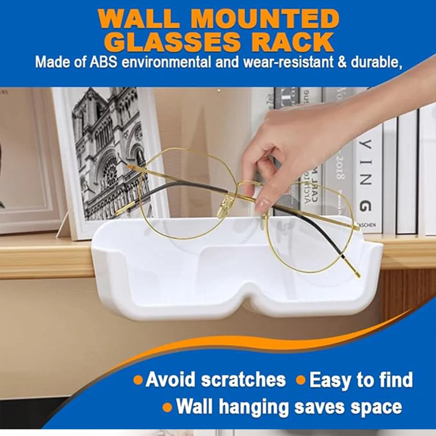 Sunglass Wall Organizer 2 Pc Set with Adhesive Stickers - Space Saving - Detailed Feature View 6