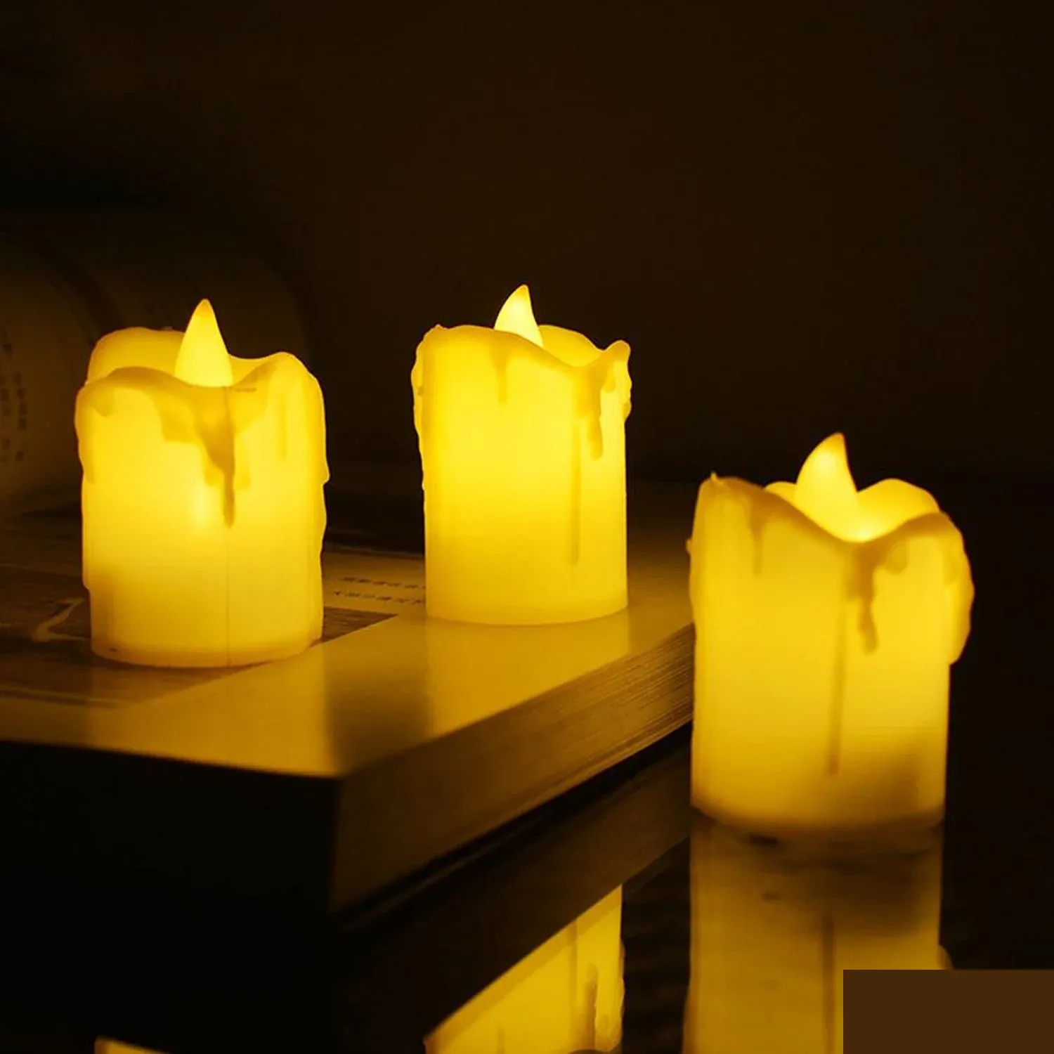 Flameless LED Candles – 24pc Multicolor Melted Design | Fresova - Detailed Feature View 7