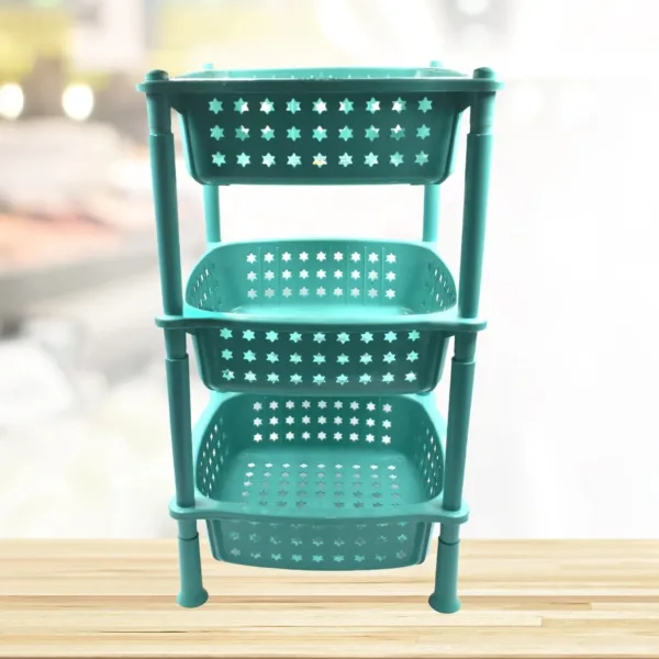 Kitchen Trolley Basket – 3 Layer Square Storage Rack | CookAura