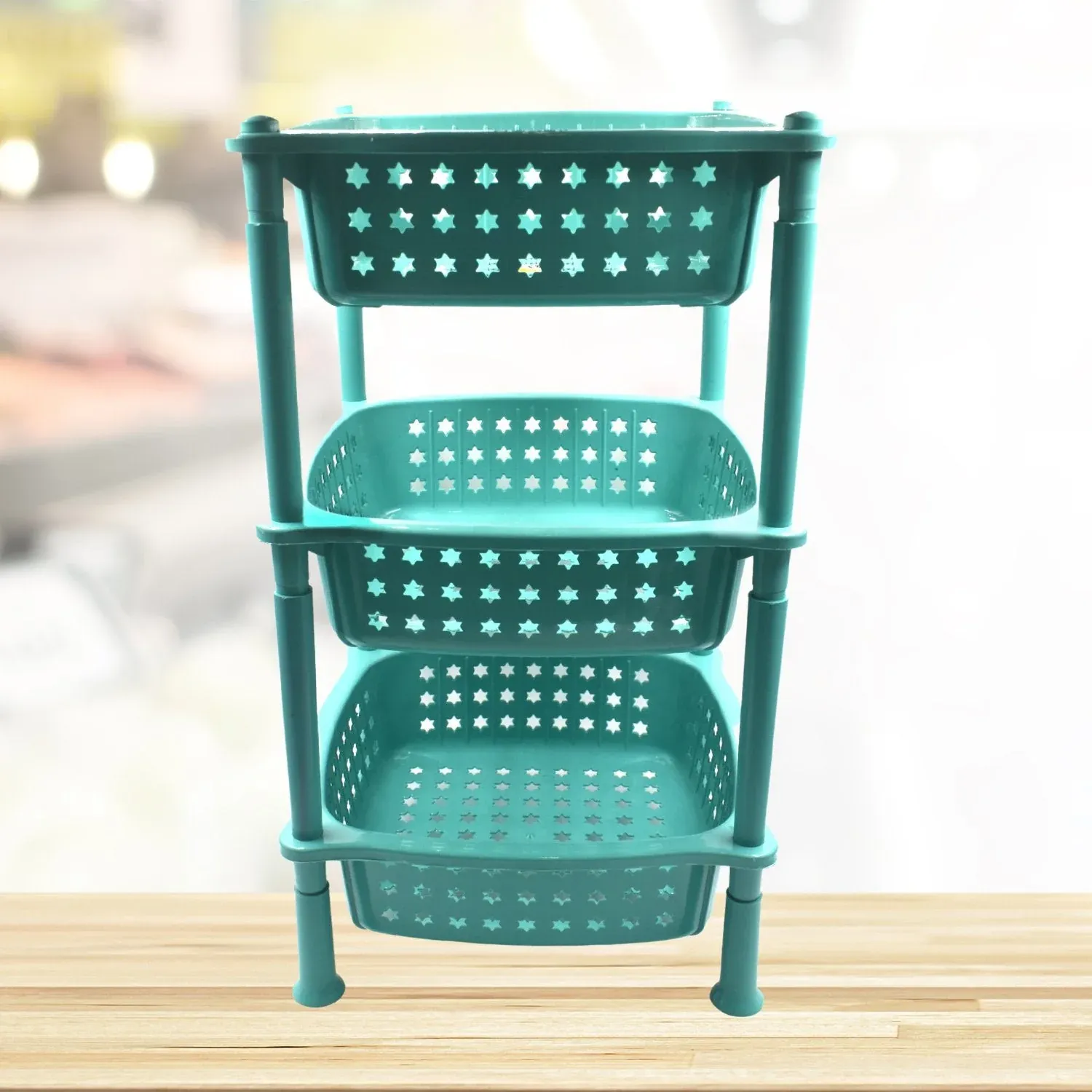 Premium Kitchen Trolley Basket – 3 Layer Square Storage Rack | CookAura - Buy Online at Alikart